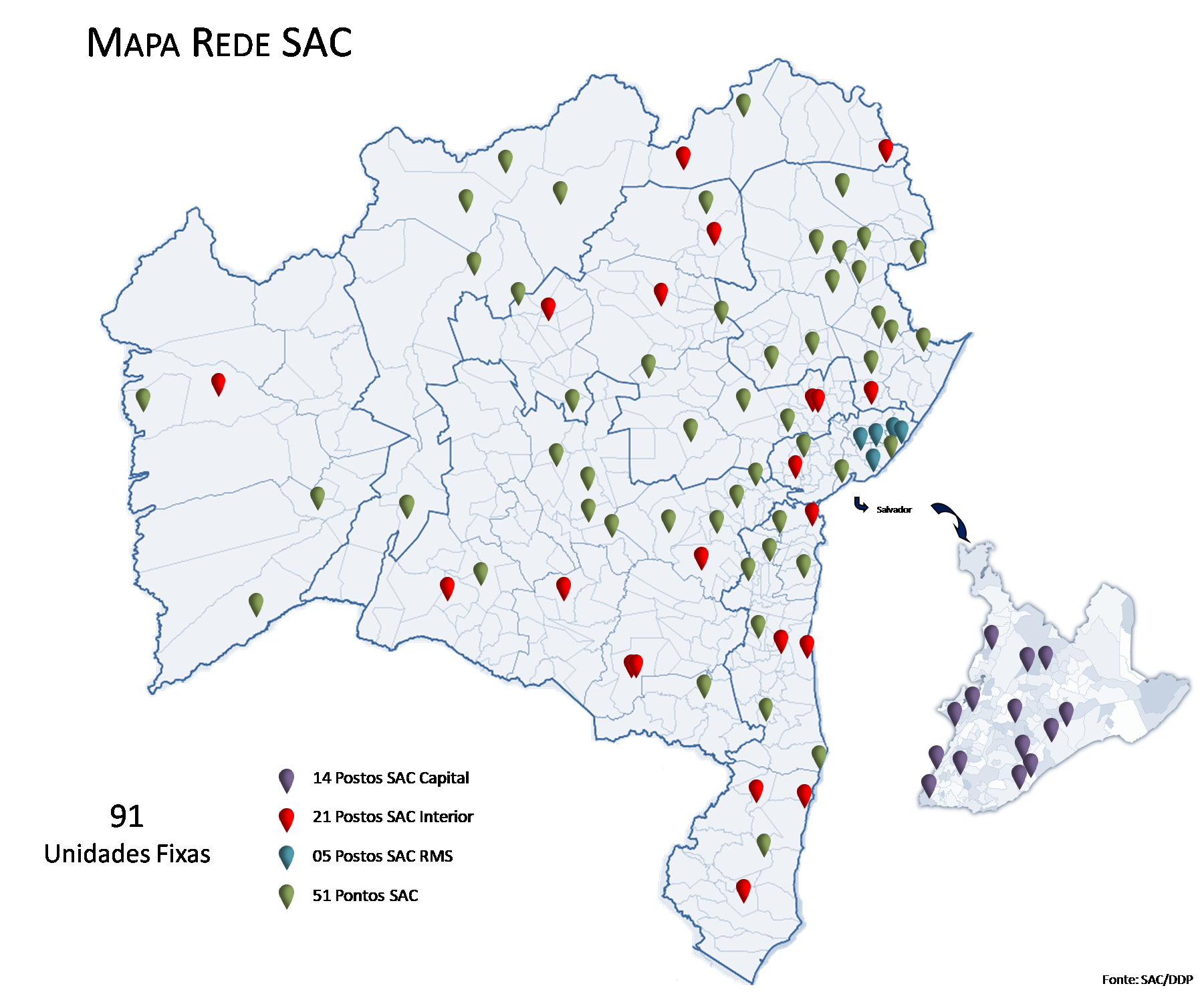 Mapa da Rede SAC atualizado em fevereiro de 2026